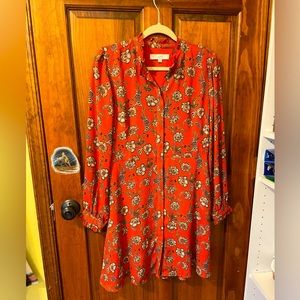 Size 6 orange knee length flower LOFT dress